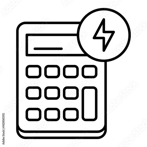 Energy Saving Calculator Icon. Visual representation of energy saving calculator used in HVAC and home service contexts