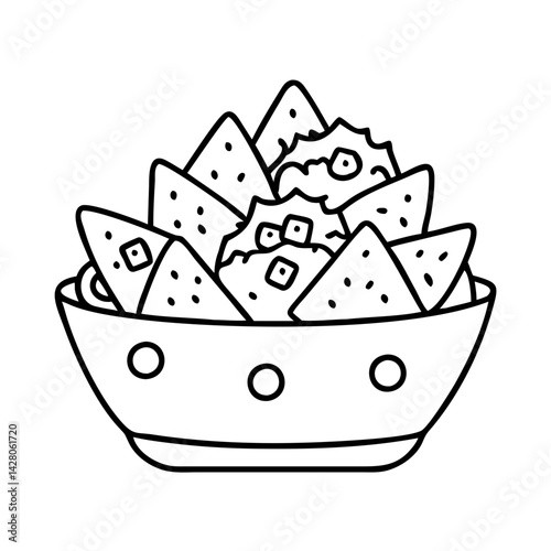 nachos with toppings icon, nachos with toppings line art - simple line art of nachos with toppings, perfect for nachos with toppings logos and icons