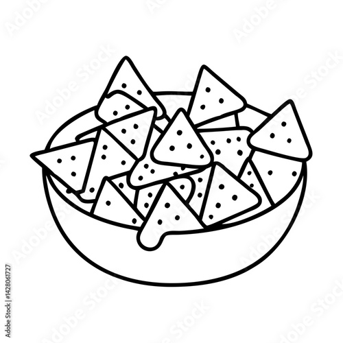 nachos with toppings icon, nachos with toppings line art - simple line art of nachos with toppings, perfect for nachos with toppings logos and icons