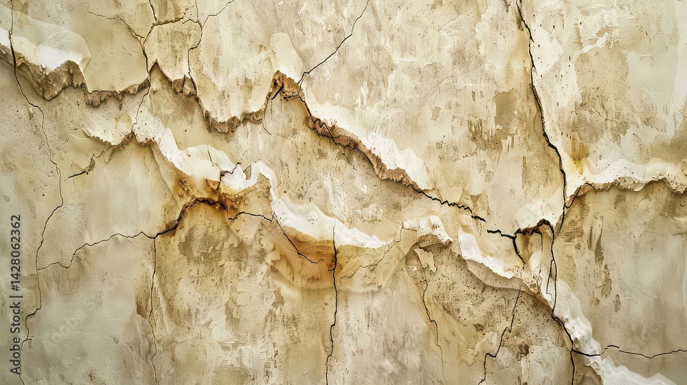 Fototapeta premium A rough concrete wall with visible cracks and stains