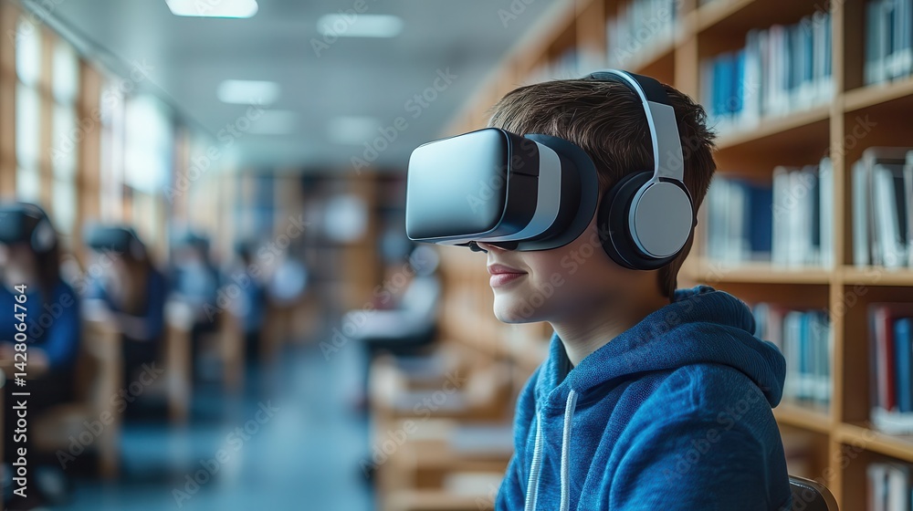 Woman wearing VR headset in a futuristic setting. Woman wearing VR headset in a futuristic setting.