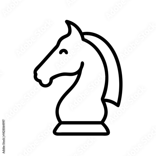 Chess knight piece icon in black line style on white