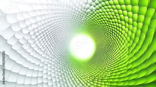 Abstract green and white tunnel