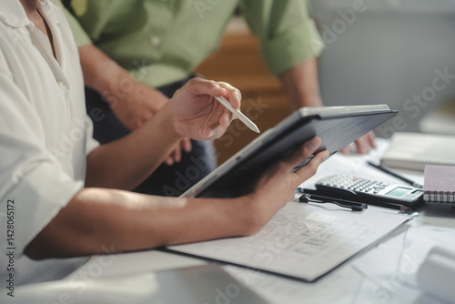 Interior architecture or engineer working on blueprint and planning projects