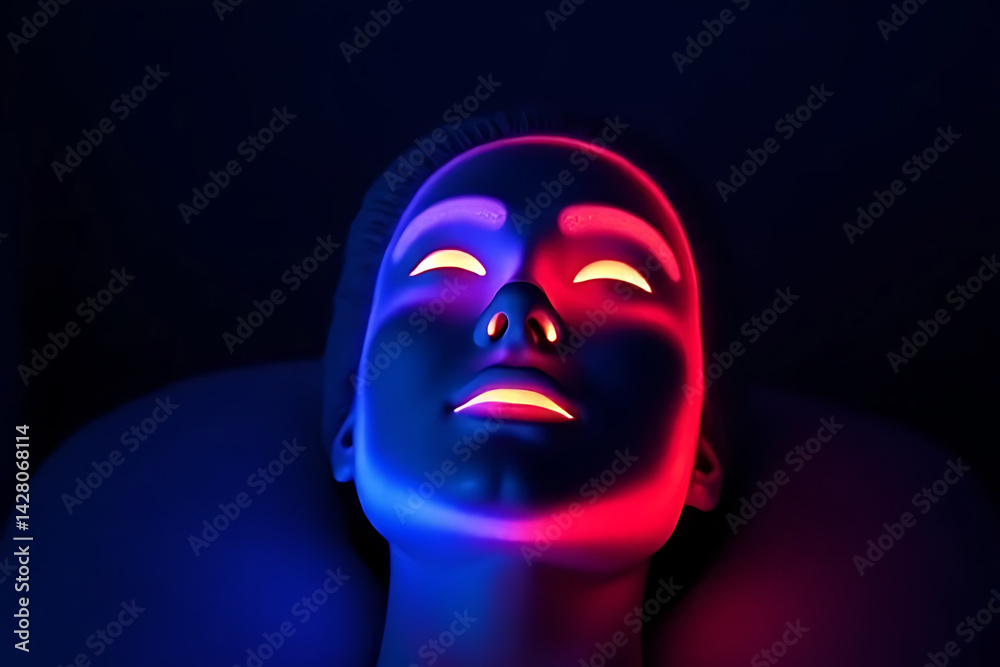 Glowing futuristic mannequin portrait studio digital art dark atmosphere close-up aesthetics Glowing futuristic mannequin portrait studio digital art dark atmosphere close-up aesthetics