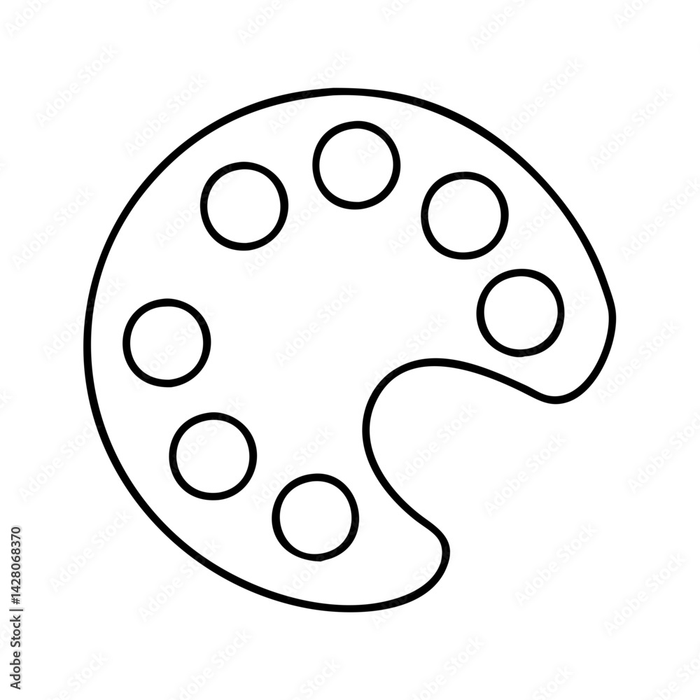 Fototapeta premium paint palette icon, paint palette line art - simple line art of paint palette, perfect for paint palette logos and icons