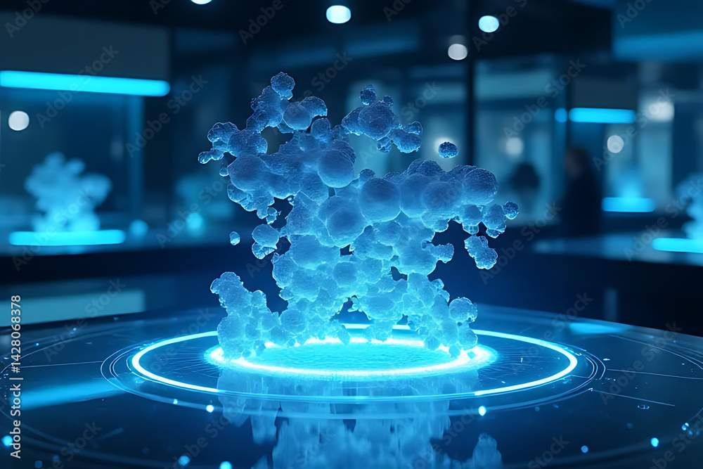 Obraz premium Molecular visualization showcase science lab digital art experimental environment futuristic view