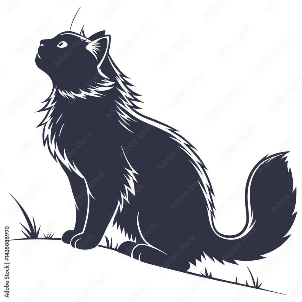 Obraz premium silhouette Persian cat on white background