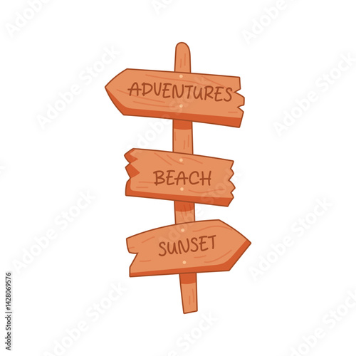 Wooden beach sign with directions to fun