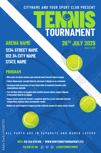 Tennis tournament poster template with balls