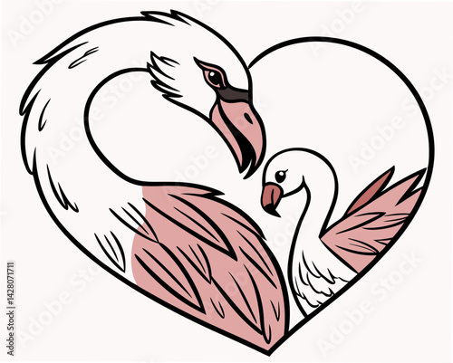 Romantic Flamingo Couple in Heart-Shaped Design  
