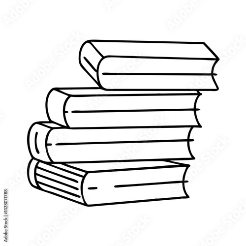 pile of old books icon, pile of old books line art - simple line art of pile of old books, perfect for pile of old books logos and icons