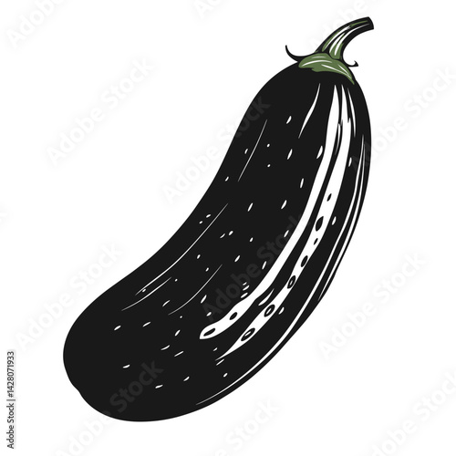 Black zucchini silhouette for healthy cooking and vegetable gardening with copy space