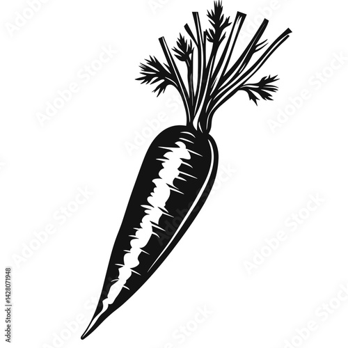 Black radish silhouette for healthy eating and gardening projects with copy space