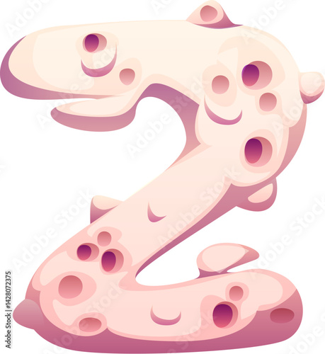 Beach seashell cartoon font letter Z. Underwater mollusk seashell cartoon type element, sea mussel vector English alphabet font sign. Coral reef shell typeset letter or kids ABC typeface symbol