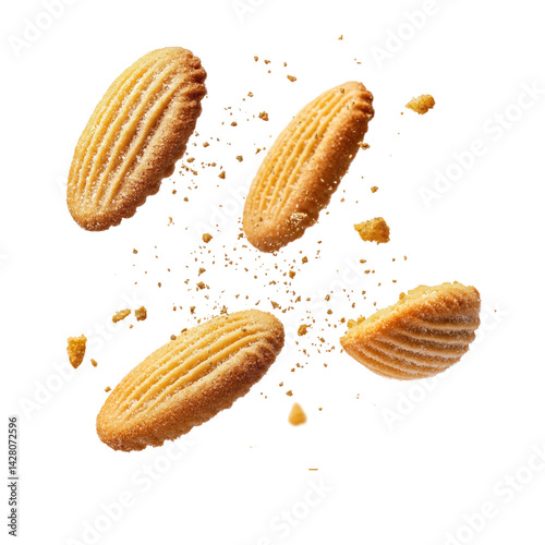 Wallpaper Mural flying madeleine cookies with crumbs isolated on transparent white background, clipping path Torontodigital.ca