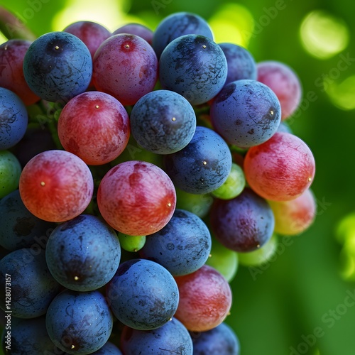 Wallpaper Mural Closeup of a Bunch of Red and Blue Grapes on the Vine Torontodigital.ca