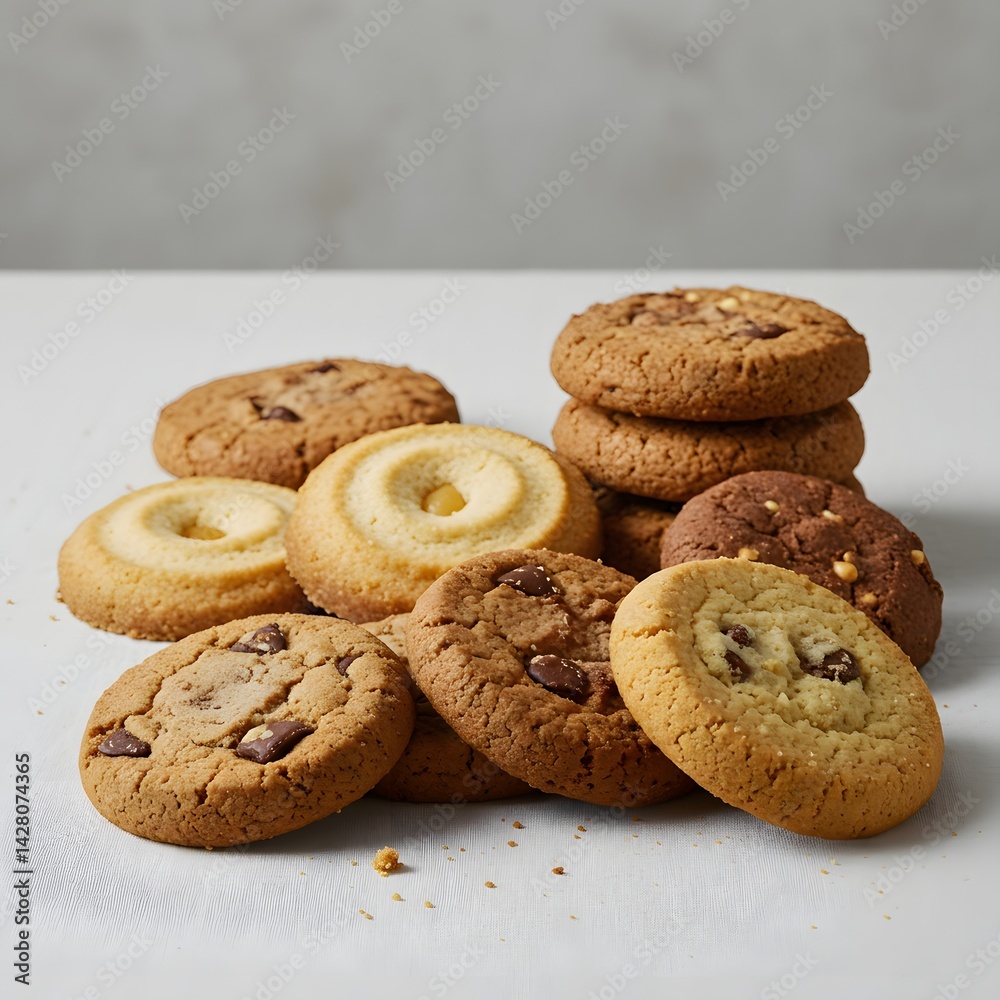 Assorted Delicious Cookies with Chocolate Chips and Butter Assorted Delicious Cookies with Chocolate Chips and Butter