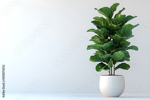 Fiddle Leaf Fig Plant in White Pot Minimalist Home Decor