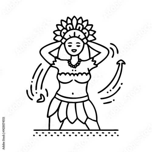 Wallpaper Mural polynesian dancer icon, polynesian dancer line art - simple line art of polynesian dancer, perfect for polynesian dancer logos and icons Torontodigital.ca
