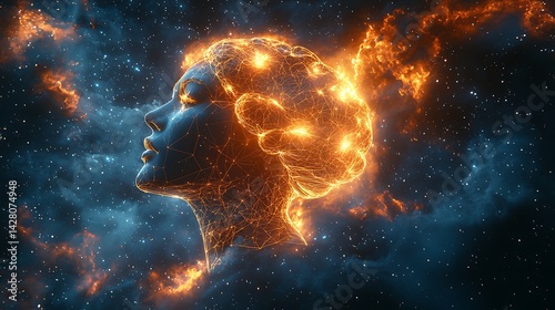 Cosmic Woman Digital Art Nebula Space Background