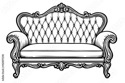 vintage armchair isolated on white. Vector illustration