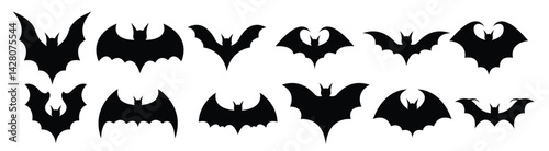 Bat vector design illustration set isolated on white background