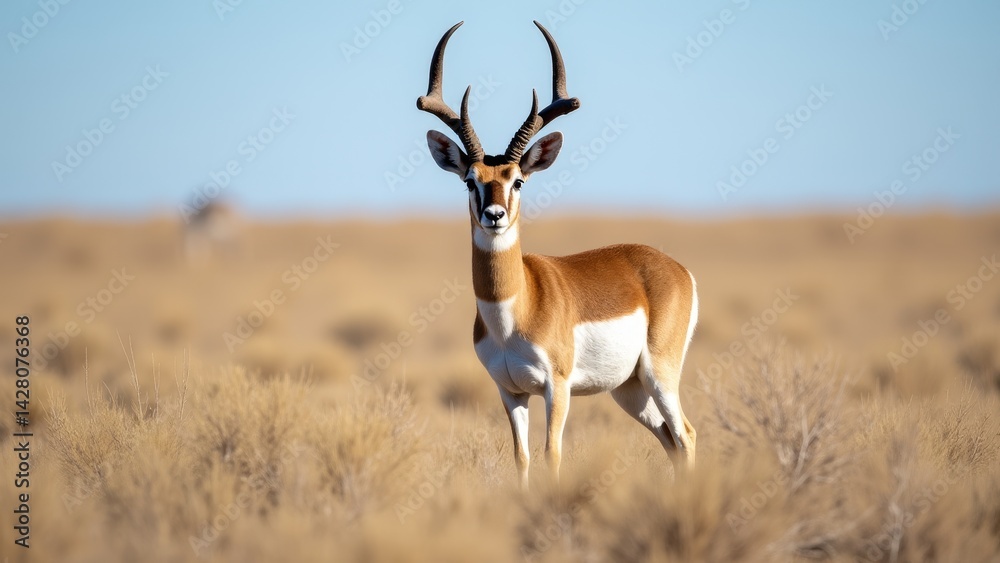 Antelope Buck Standing Proudly In Tall Grass Antelope Buck Standing Proudly In Tall Grass