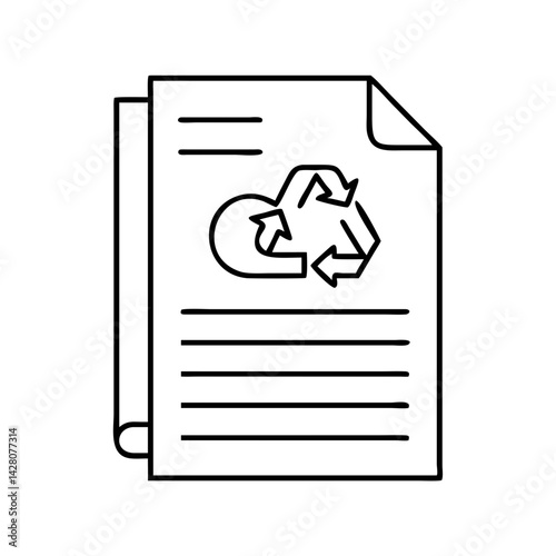 recycled paper icon, recycled paper line art - simple line art of recycled paper, perfect for recycled paper logos and icons