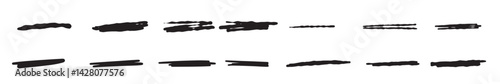 Thick black line for highlighting and underlining. Set of hand drawn stripes