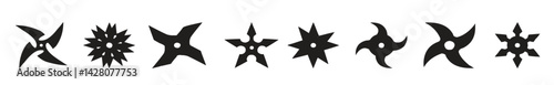 Set of Shuriken Icons with Various Shapes Vector