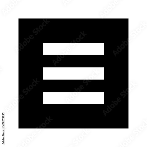 Black square containing three horizontal white lines representing a menu or list icon with simple design