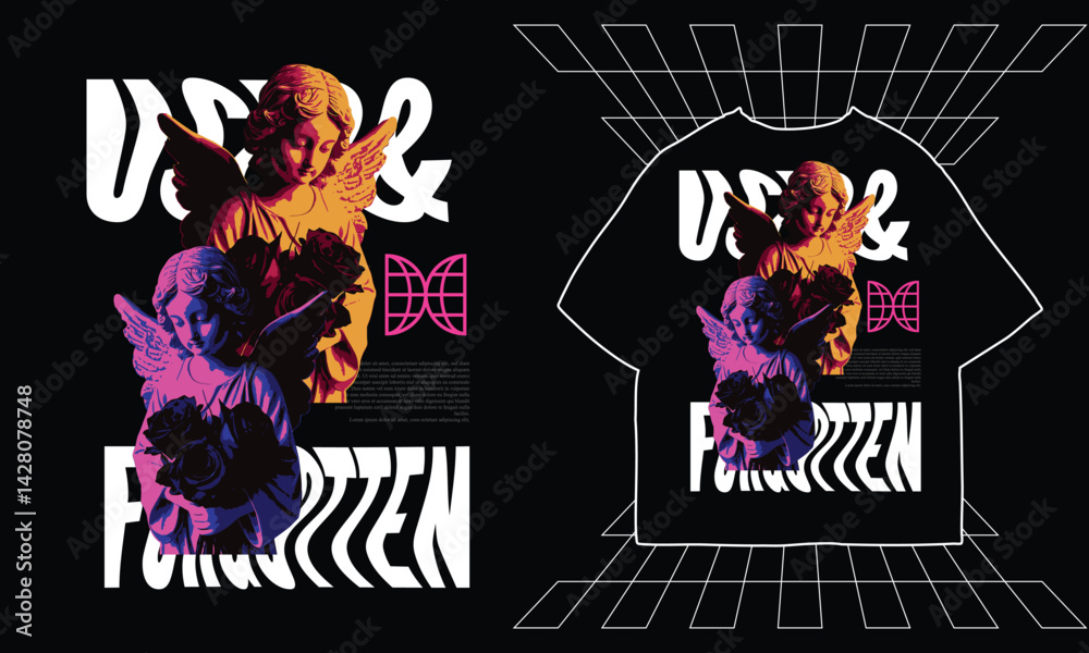 Fototapeta premium used and forgotten typography t-shirt design