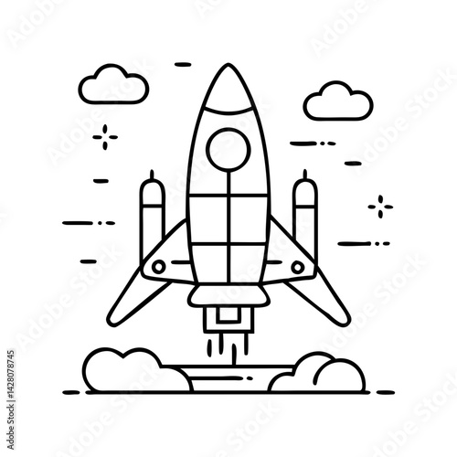 rocket booster icon, rocket booster line art - simple line art of rocket booster, perfect for rocket booster logos and icons