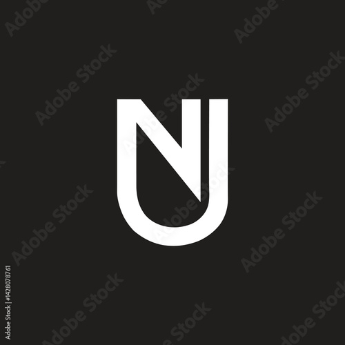 Letter NU abstract initial vector monogram template.