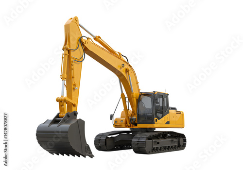Yellow Excavator Heavy Equipment Construction Machinery transparent background