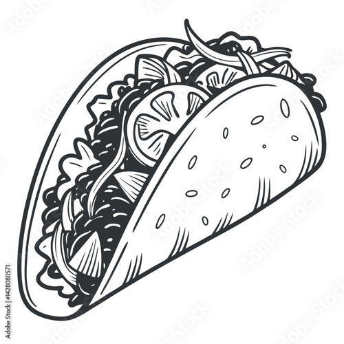 simple taco line art illustration