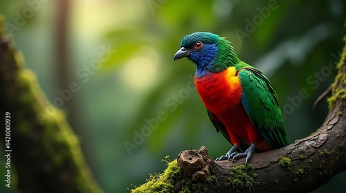 Vibrant tropical parrot in lush forest setting