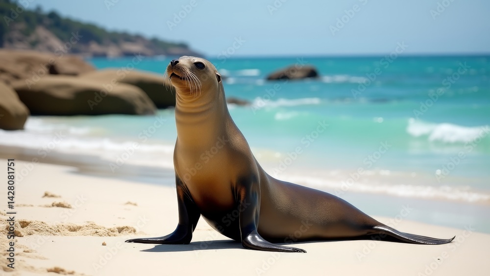Fototapeta premium Australian Sea Lion Resting On Beach