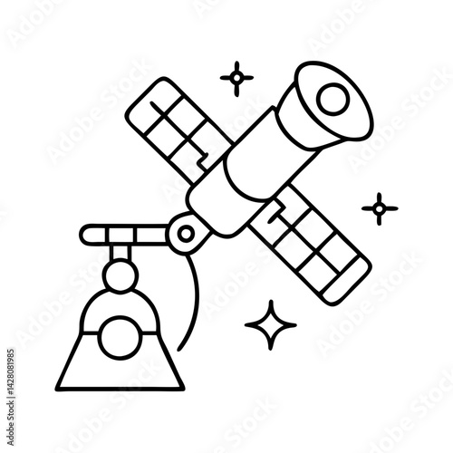space docking arm icon, space docking arm line art - simple line art of space docking arm, perfect for space docking arm logos and icons