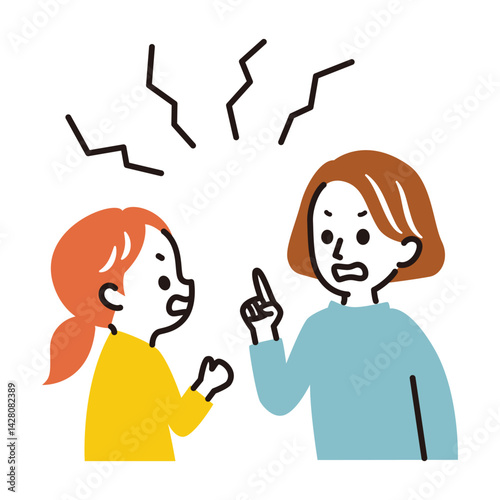 illustration of mother and daughter fighting