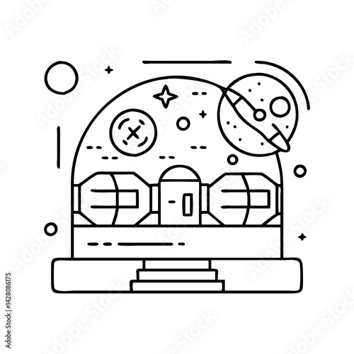 space habitat icon, space habitat line art - simple line art of space habitat, perfect for space habitat logos and icons