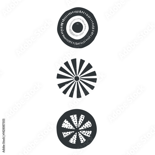 Vector abstract linocut floral poster template. Modern trendy minimal style. Black and white colors. Botanical blockprint. Hand drawn design for wallpaper, wall decor, print, postcard, cover, template