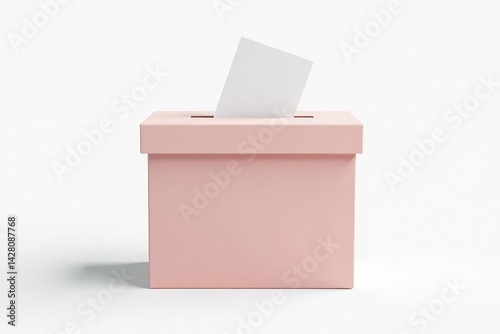 Single ballot box on plain white background; isolated , voting, polling place