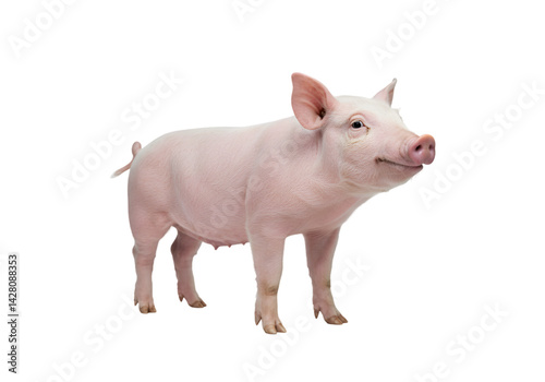 Adorable Pink Piglet: Farm Animal Image transparent background photo