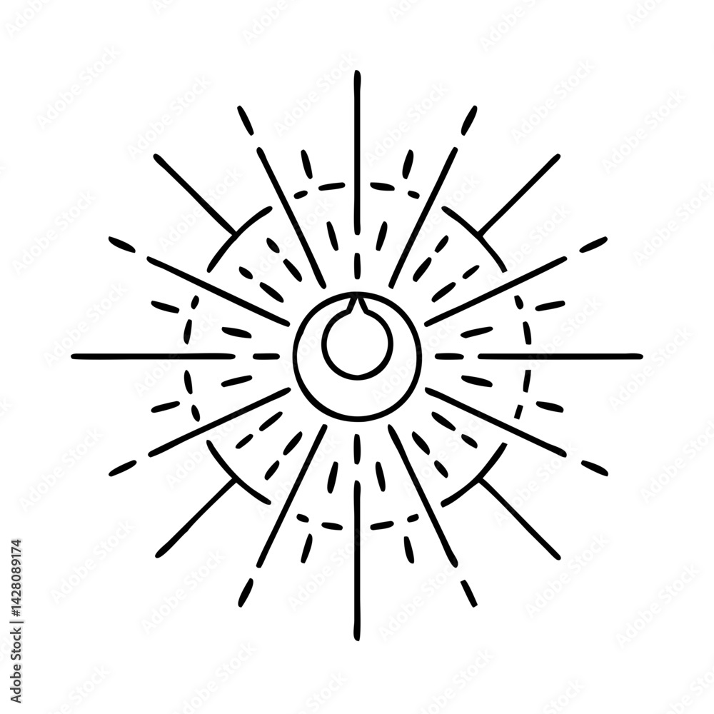 Obraz premium sunburst symbol icon, sunburst symbol line art - simple line art of sunburst symbol, perfect for sunburst symbol logos and icons