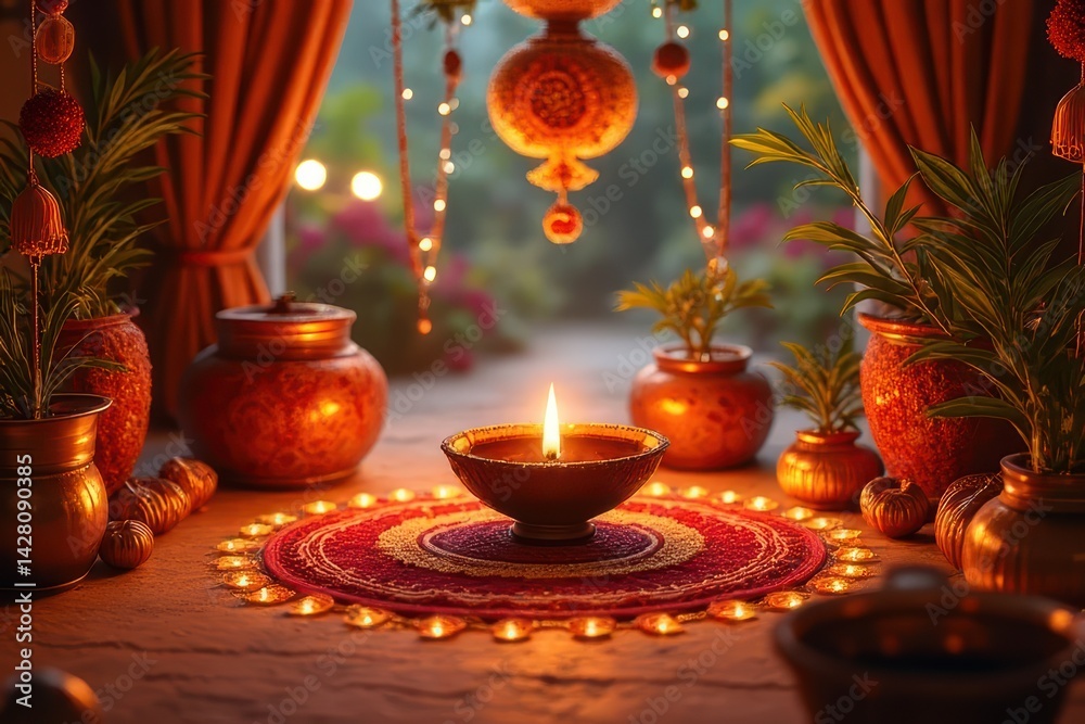 Naklejka premium Diwali Festivities and Illumination