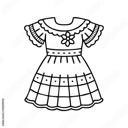 traditional mexican dress icon, traditional mexican dress line art - simple line art of traditional mexican dress, perfect for traditional mexican dress logos and icons