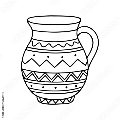 traditional pottery mug icon, traditional pottery mug line art - simple line art of traditional pottery mug, perfect for traditional pottery mug logos and icons