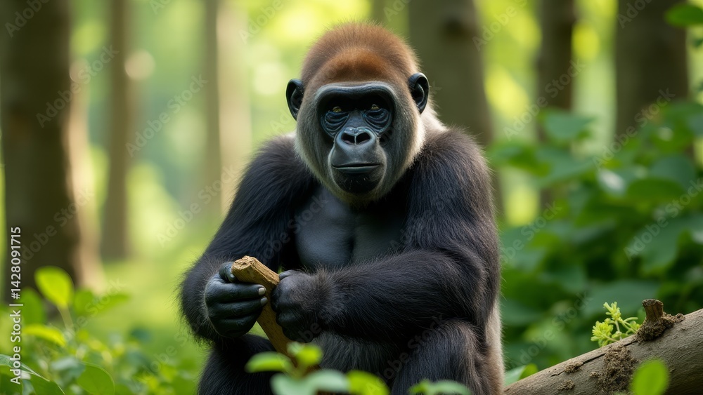 Fototapeta premium Silverback Gorilla Posing in Natural Habitat